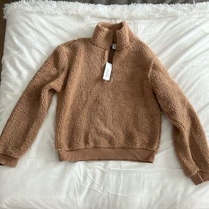TOPSHOP NEW Fleece Pullover Brown Fuzzy Sweatshirt Women’s Sz 8 NEW NWT